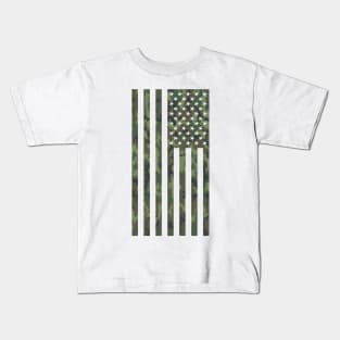 US Flag Down - Woodland Camo Kids T-Shirt